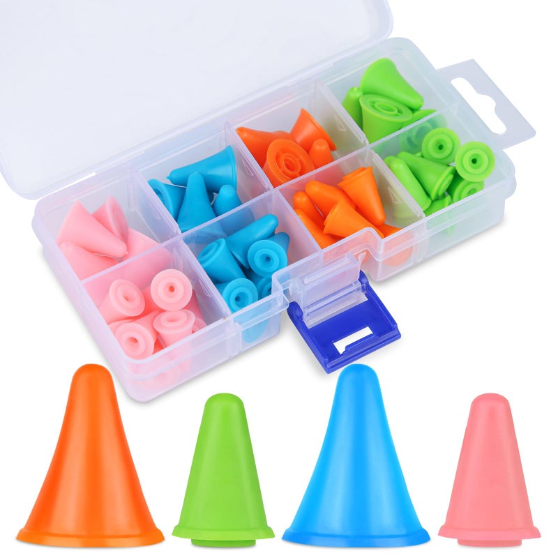 JNENERY 48 PCS Knitting Needles Point Protectors/Stoppers,Multi-Colored Needle Tip Stoppers with Plastic Box, 2 Sizes(32 PCS Small+ 16 PCS Big Knitting Needles Cap) Needle Tip Stoppers for Knitting Craft - Image 1